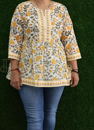 COMFORT WOMEN COTTON FLORAL PRINTED STYLISH TUNIC TOPS -