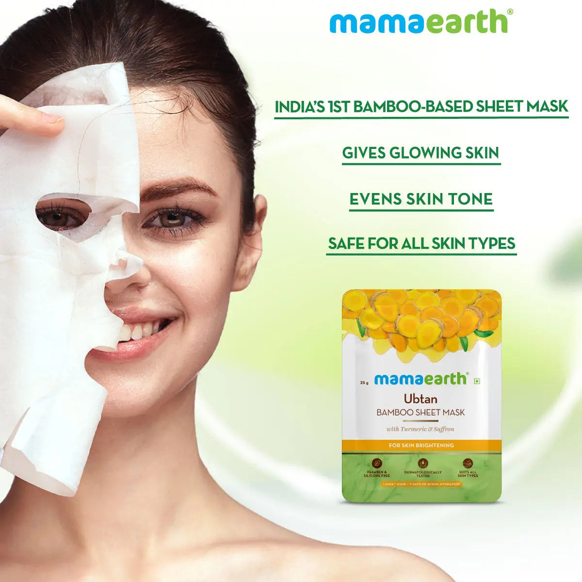 MamaEarth Ubtan Bamboo Sheet Mask 25GM