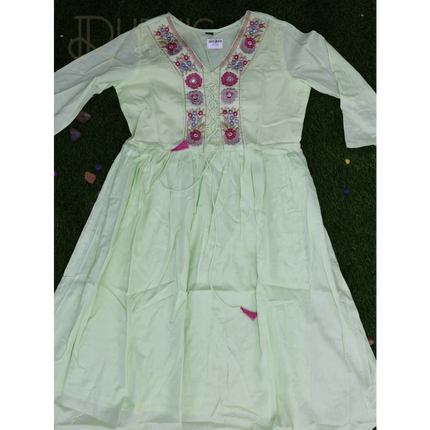 EMBROIDERED WORK TUNIC DRESS - S / GREEN - TUNIC