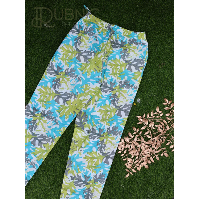 Green Blue floral Printed kurta with pockets and pant - 2