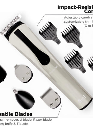 Ikonic 5 In 1 Express Groomer Trimmer with Stainless Steel