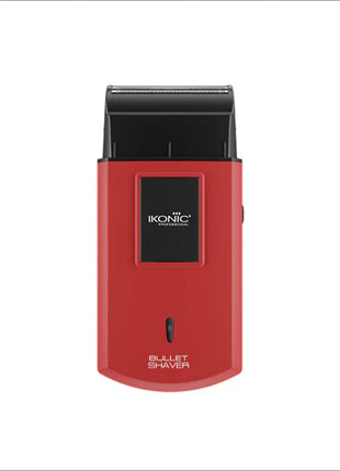 a red and black shaver on a white background