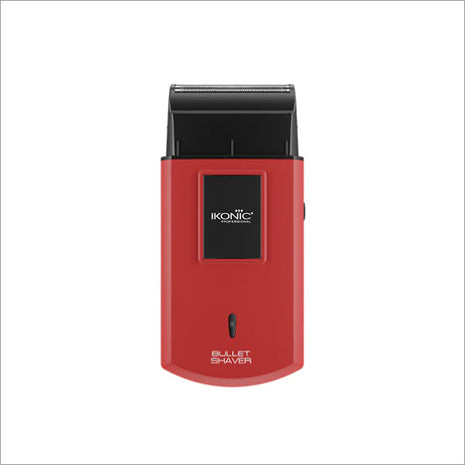 a red and black shaver on a white background