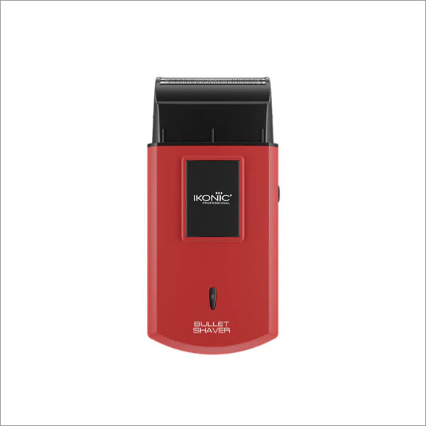 a red and black shaver on a white background