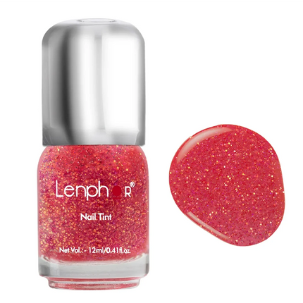 Lenphor Glitter Nail tint 12 ml - Pink Lust - NAIL PAINT
