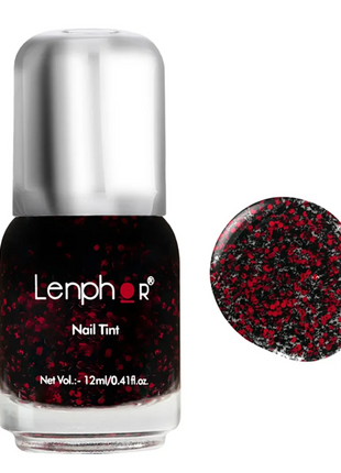 Lenphor Glitter Nail tint 12 ml - Red Night - NAIL PAINT