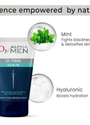 O3+ Alpha Men Acno D Tan Scrub With Hyaluronic & Mint 50ml -