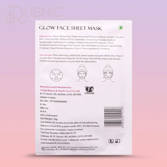 O3+ Facialist Glow Sheet Mask pack of 12 - SHEET MASK