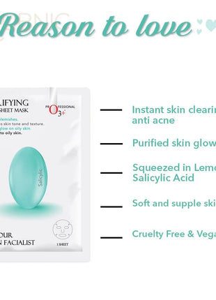 O3+ Facialist Purifying Face Sheet Mask With Salicylic pack