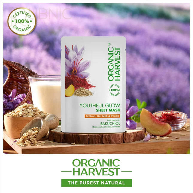 Organic Harvest Youthful Glow Sheet Mask pack of 8 Vitamin