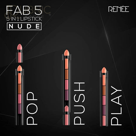 RENEE Fab 5 Nude 5 in 1 Lipstick 7.5gm Five Shades In One -