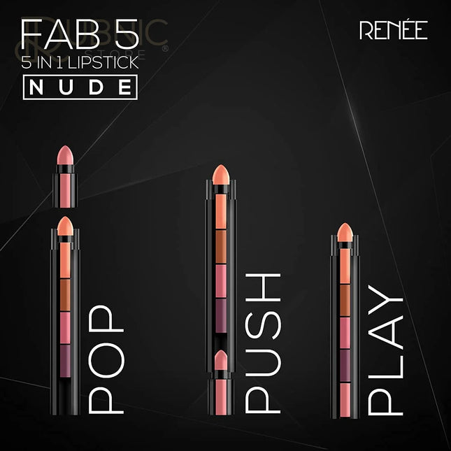 RENEE Fab 5 Nude 5 in 1 Lipstick 7.5gm Five Shades In One -