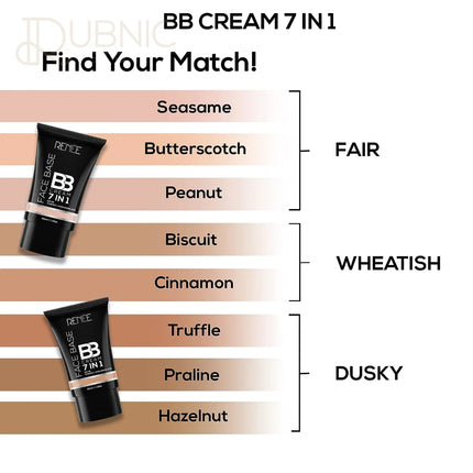 RENEE Face Base BB Cream 7 in 1 with SPF 30 PA+++ Hazelnut
