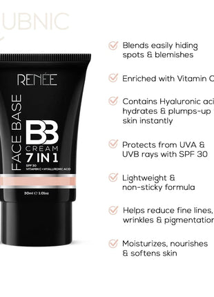 RENEE Face Base BB Cream 7 in 1 with SPF 30 PA+++ Sesame