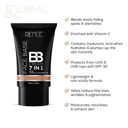 RENEE Face Base BB Cream 7 in 1 with SPF 30 PA+++ Truffle