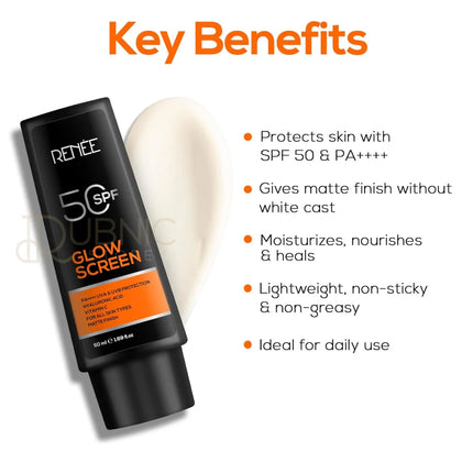 RENEE Glowscreen SPF 50 Sunscreen Cream - 50ml - SUNSCREEN