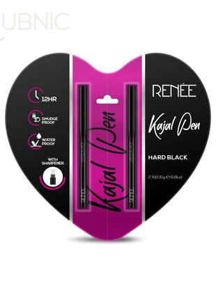 RENEE Hard Black Kajal Pen with Sharpener 0.35gm Pack Of 2 -