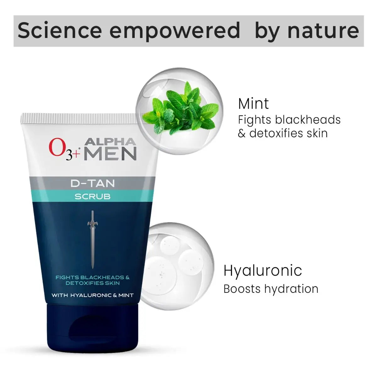 O3 + Alpha Men Acno D Tan Scrub With Hyaluronic & Mint 50ml