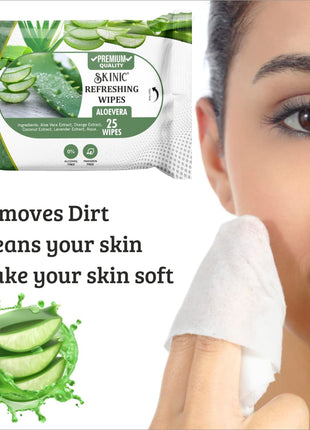 Skinic 100% Herbal Refreshing Wipes with Aloevera Fragrance