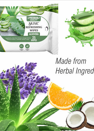 Skinic 100% Herbal Refreshing Wipes with Aloevera Fragrance