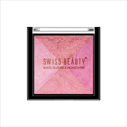 Swiss Beauty 2 in 1 Baked Blusher & Highlighter - Shade No.