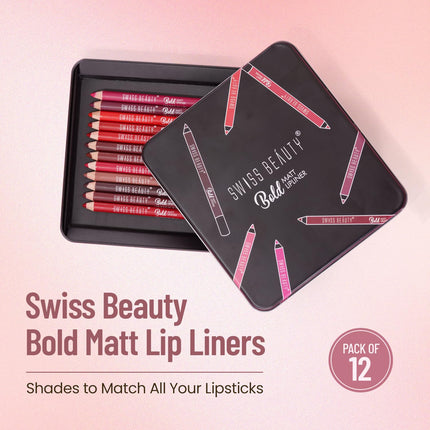 Swiss Beauty Bold Matt Lip Liner Set of 12 - lip liner