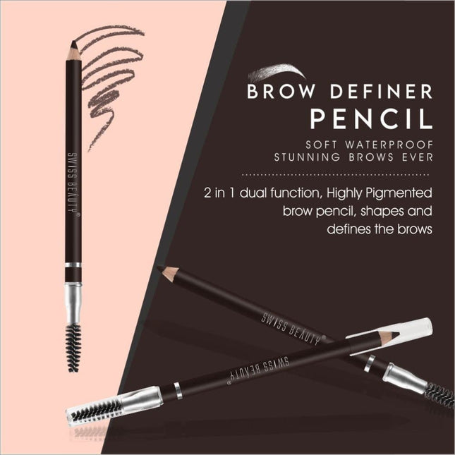 Swiss Beauty Eyebrow Definer Pencil With Spoolie - eyebrow