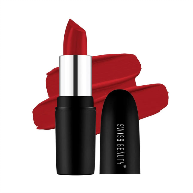 Swiss Beauty Pure Matte Lipstick - Shade No. 1 — RUSSIAN-RED