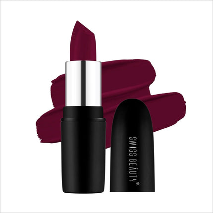 Swiss Beauty Pure Matte Lipstick - Shade No. 10 — BURGUNDY -