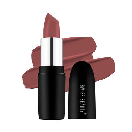 Swiss Beauty Pure Matte Lipstick - Shade No. 3 — HAZEL-NUT -