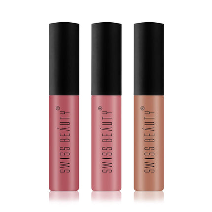 Swiss Beauty Soft Matte Nude Lip Cream - Set of 3 - LIQUID