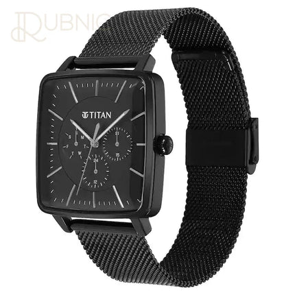 TITAN Avant Garde Watch - Black Dial Stainless Steel Strap