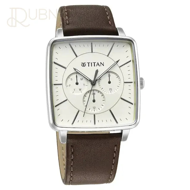 TITAN Avant Garde Watch - Silver Dial Leather Strap Watch -