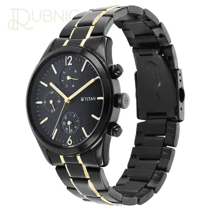 TITAN Black & Gold Anthracite Dial Stainless Steel Strap