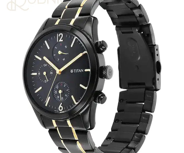 Titan black best sale and gold watch