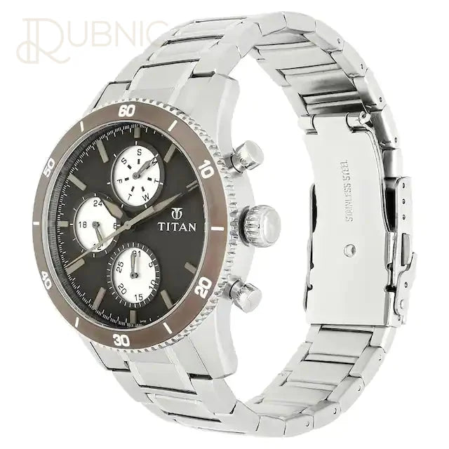 TITAN Brown Dial Silver Stainless Steel Strap Watch - WATCH