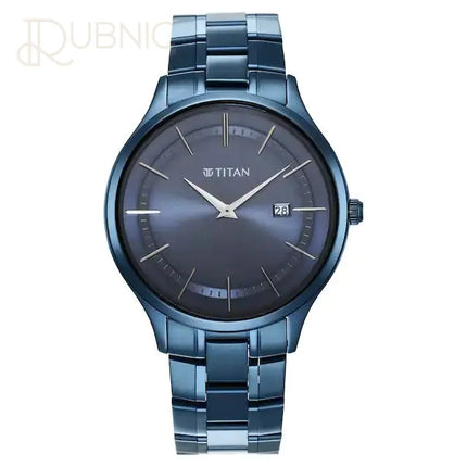 TITAN Classique Slimline Watch - Blue Dial & Blue Stainless