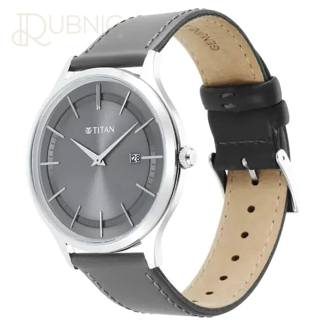 TITAN Classique Slimline Watch - Grey Dial & Green Leather