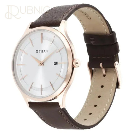 TITAN Classique Slimline Watch - Silver Dial & Brown Leather