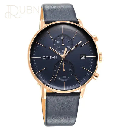 TITAN Infinity Display Blue Dial Leather Strap Watch - WATCH