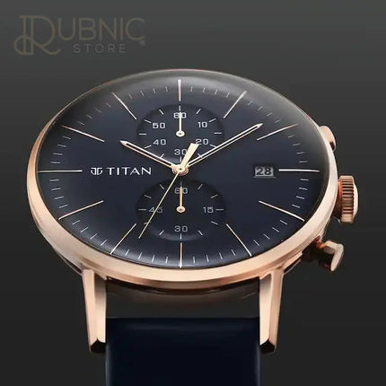 TITAN Infinity Display Blue Dial Leather Strap Watch - WATCH