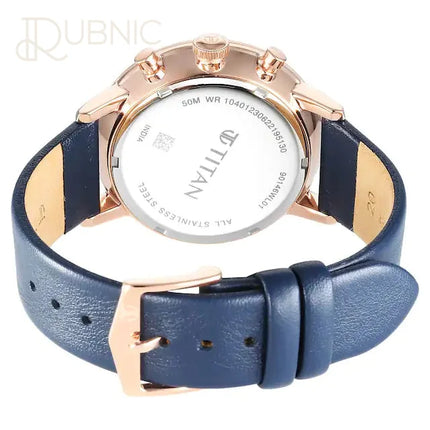 TITAN Infinity Display Blue Dial Leather Strap Watch - WATCH