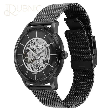 TITAN Mechanical Dial Watch for Men - Black Dial Stainless