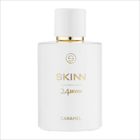 a bottle of skinn 24 - seven caramel