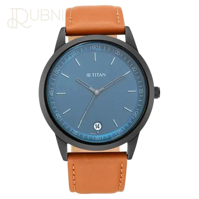 TITAN Workwear Watch - Blue Dial & Leather Strap - WATCH