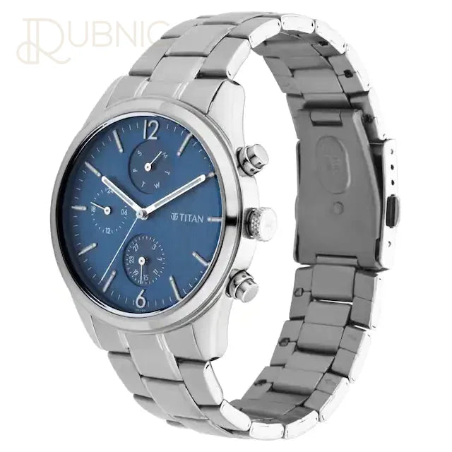 TITAN Workwear Watch - Blue Dial & Metal Strap - WATCH