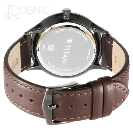 TITAN World Time Green Dial Leather Strap Watch - WATCH