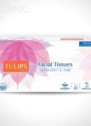 Tulips Facial Tissue Super Soft & Pure 100 pulls 2 ply -