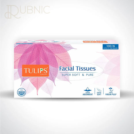 Tulips Facial Tissue Super Soft & Pure 100 pulls 2 ply -