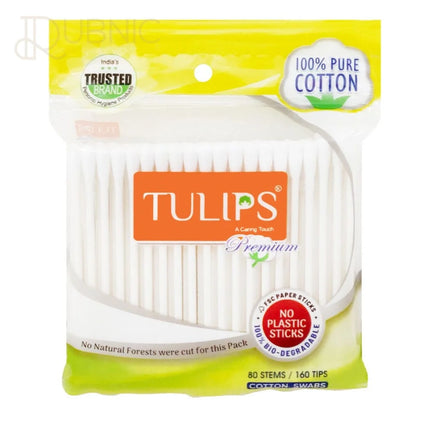 TULIPS Premium Cotton Ear Buds/Swabs with white PAPER Sticks